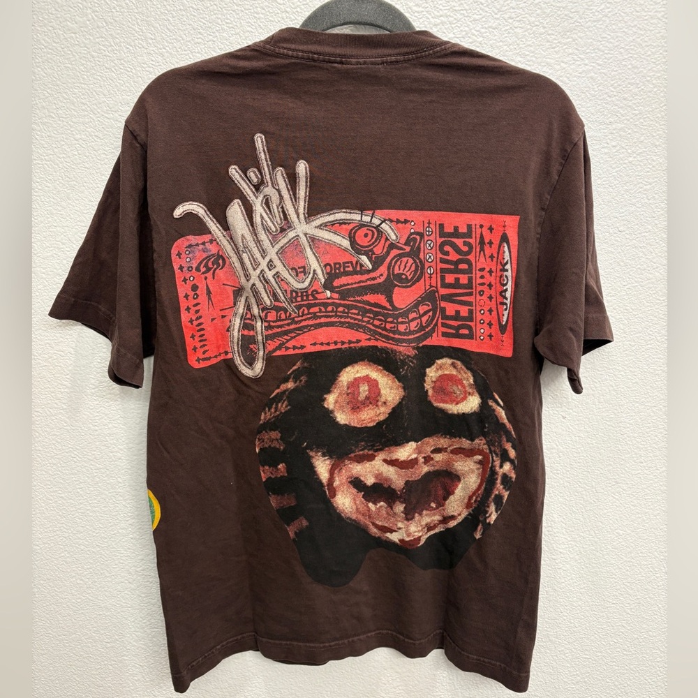 Cactus Jack Travis Scott Never Backward Merch Brown Graphic T-Shirt Size Medium